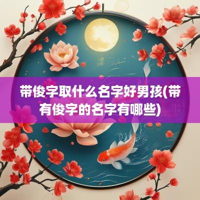 带俊字取什么名字好男孩(带有俊字的名字有哪些)