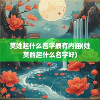 莫姓起什么名字最有内涵(姓莫的起什么名字好)