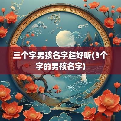 三个字男孩名字超好听(3个字的男孩名字)