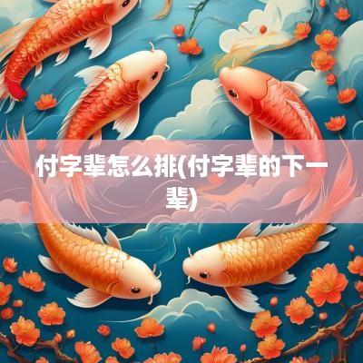 付字辈怎么排(付字辈的下一辈)