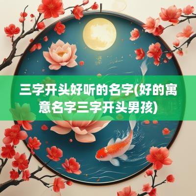 三字开头好听的名字(好的寓意名字三字开头男孩)