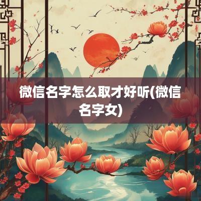 微信名字怎么取才好听(微信名字女)