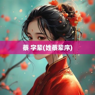 蔡 字辈(姓蔡辈序)