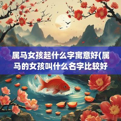 属马女孩起什么字寓意好(属马的女孩叫什么名字比较好)