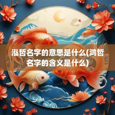泓哲名字的意思是什么(鸿哲名字的含义是什么)