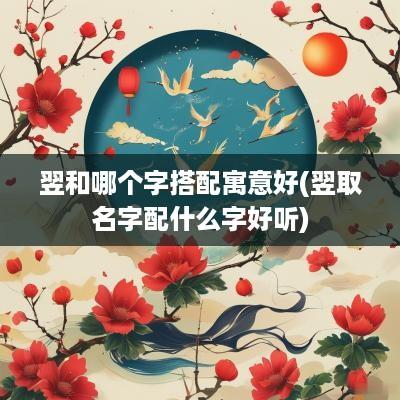 翌和哪个字搭配寓意好(翌取名字配什么字好听)