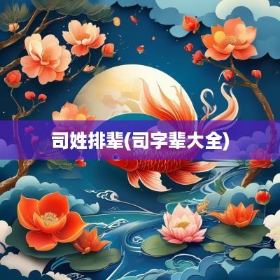 司姓排辈(司字辈大全)