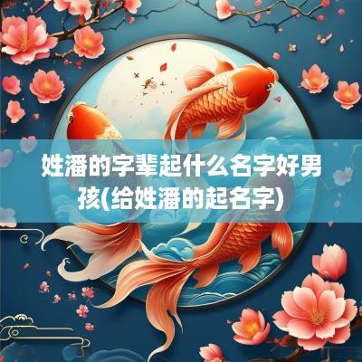 姓潘的字辈起什么名字好男孩(给姓潘的起名字)