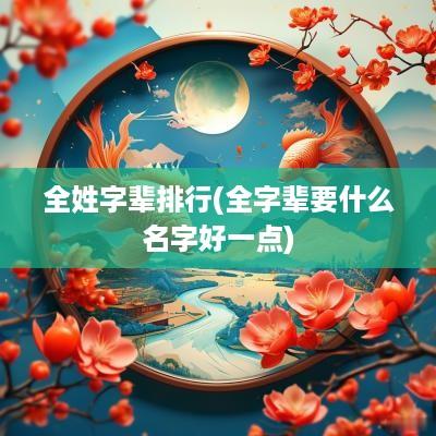 全姓字辈排行(全字辈要什么名字好一点)