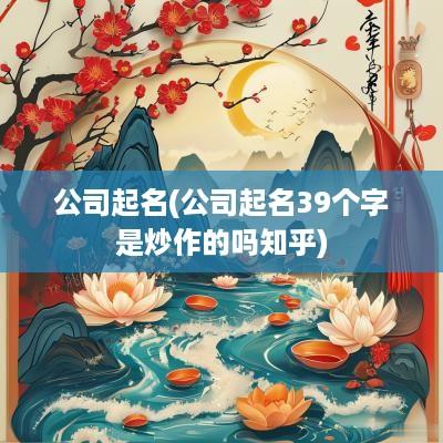 公司起名(公司起名39个字是炒作的吗知乎)