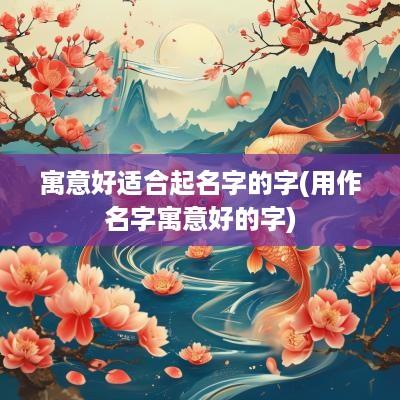 寓意好适合起名字的字(用作名字寓意好的字)