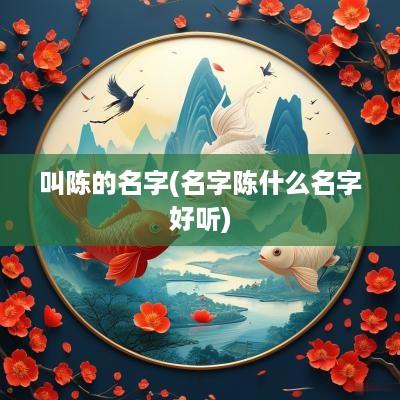 叫陈的名字(名字陈什么名字好听)