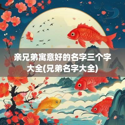 亲兄弟寓意好的名字三个字大全(兄弟名字大全)