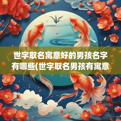 世字取名寓意好的男孩名字有哪些(世字取名男孩有寓意)