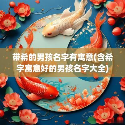 带希的男孩名字有寓意(含希字寓意好的男孩名字大全)