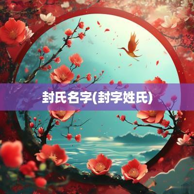 封氏名字(封字姓氏)