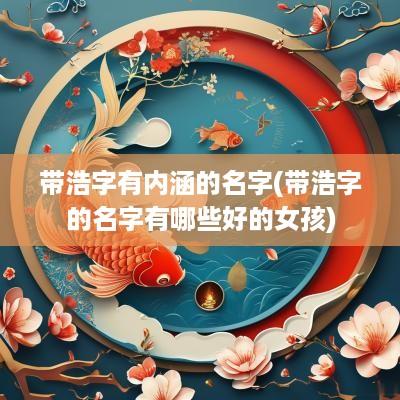 带浩字有内涵的名字(带浩字的名字有哪些好的女孩)