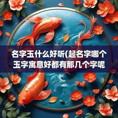 名字玉什么好听(起名字哪个玉字寓意好都有那几个字呢)