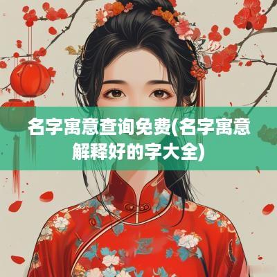 名字寓意查询免费(名字寓意解释好的字大全)