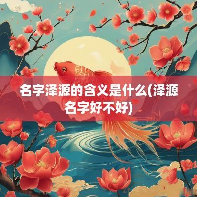 名字泽源的含义是什么(泽源名字好不好)