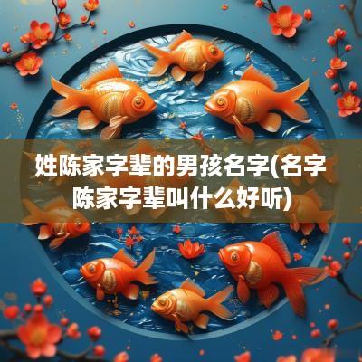 姓陈家字辈的男孩名字(名字陈家字辈叫什么好听)