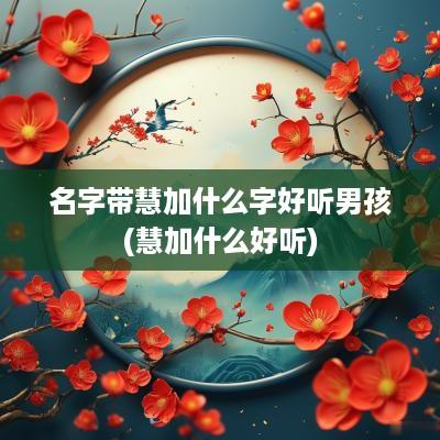 名字带慧加什么字好听男孩(慧加什么好听)