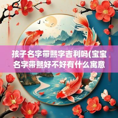 孩子名字带熙字吉利吗(宝宝名字带熙好不好有什么寓意)