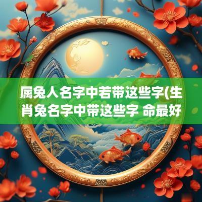 属兔人名字中若带这些字(生肖兔名字中带这些字 命最好)