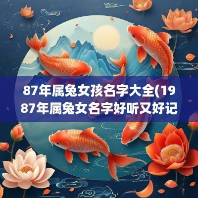 87年属兔女孩名字大全(1987年属兔女名字好听又好记)