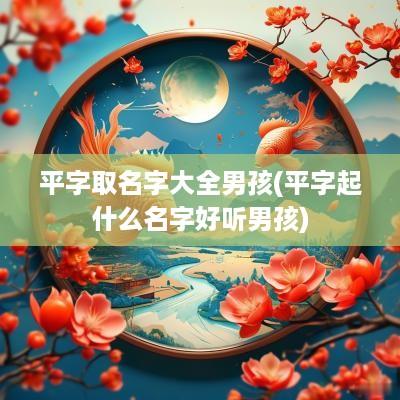 平字取名字大全男孩(平字起什么名字好听男孩)