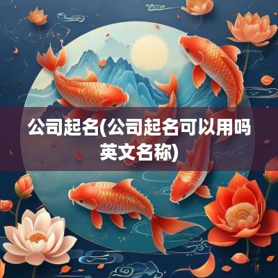 公司起名(公司起名可以用吗英文名称)