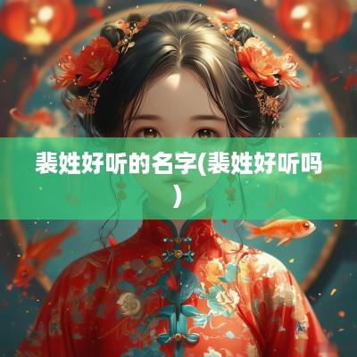 裴姓好听的名字(裴姓好听吗)