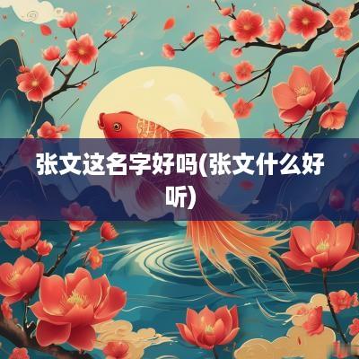 张文这名字好吗(张文什么好听)