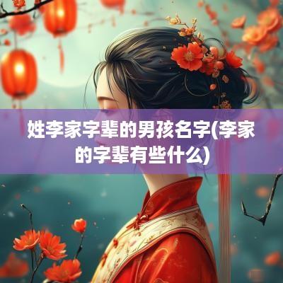 姓李家字辈的男孩名字(李家的字辈有些什么)