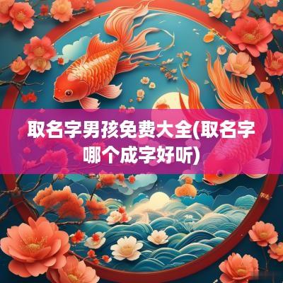 取名字男孩免费大全(取名字哪个成字好听)