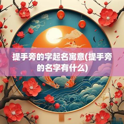 提手旁的字起名寓意(提手旁的名字有什么)