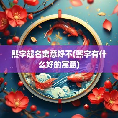 熙字起名寓意好不(熙字有什么好的寓意)