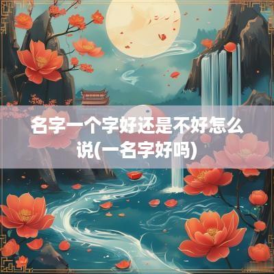 名字一个字好还是不好怎么说(一名字好吗)
