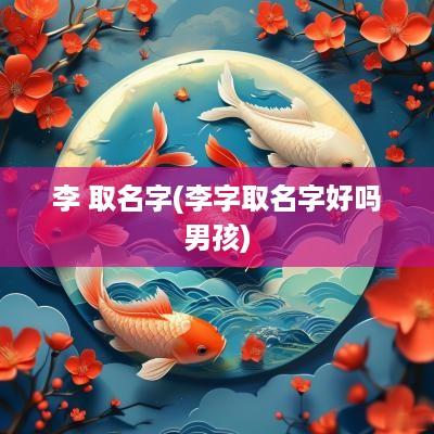 李 取名字(李字取名字好吗男孩)