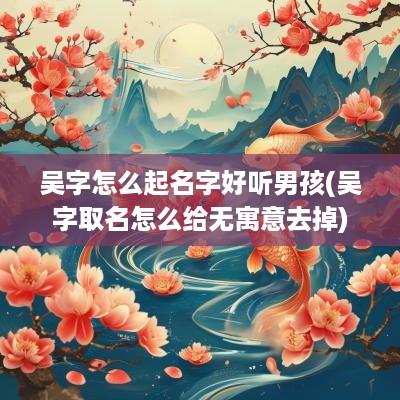 吴字怎么起名字好听男孩(吴字取名怎么给无寓意去掉)