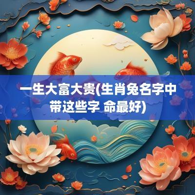 一生大富大贵(生肖兔名字中带这些字 命最好)