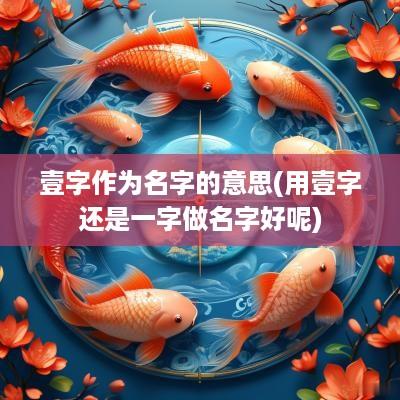 壹字作为名字的意思(用壹字还是一字做名字好呢)