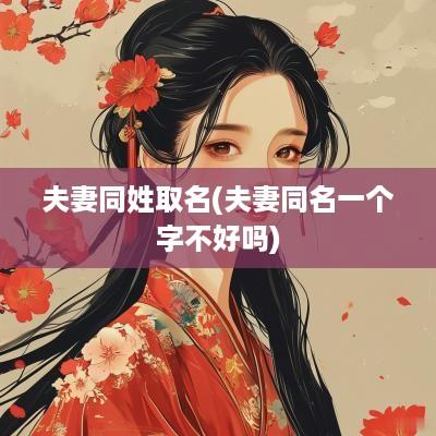 夫妻同姓取名(夫妻同名一个字不好吗)
