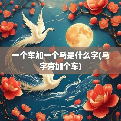 一个车加一个马是什么字(马字旁加个车)