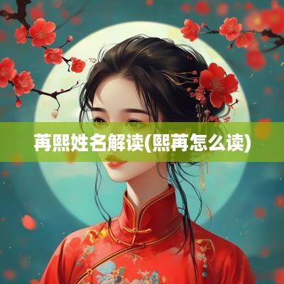 苒熙姓名解读(熙苒怎么读)