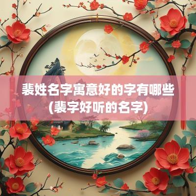裴姓名字寓意好的字有哪些(裴字好听的名字)