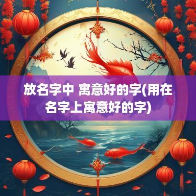放名字中 寓意好的字(用在名字上寓意好的字)