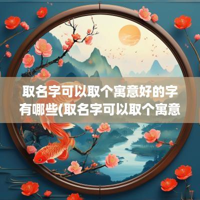 取名字可以取个寓意好的字有哪些(取名字可以取个寓意好的字吗)