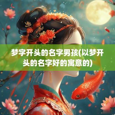 梦字开头的名字男孩(以梦开头的名字好的寓意的)
