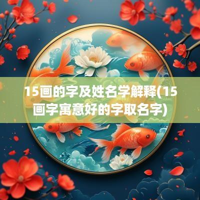 15画的字及姓名学解释(15画字寓意好的字取名字)